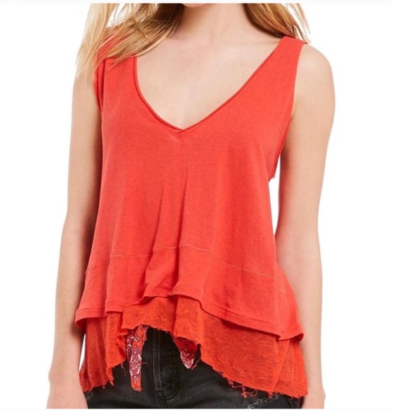 NWT Free People Coral Peachy Tee Tank Top - Picture 3 of 10